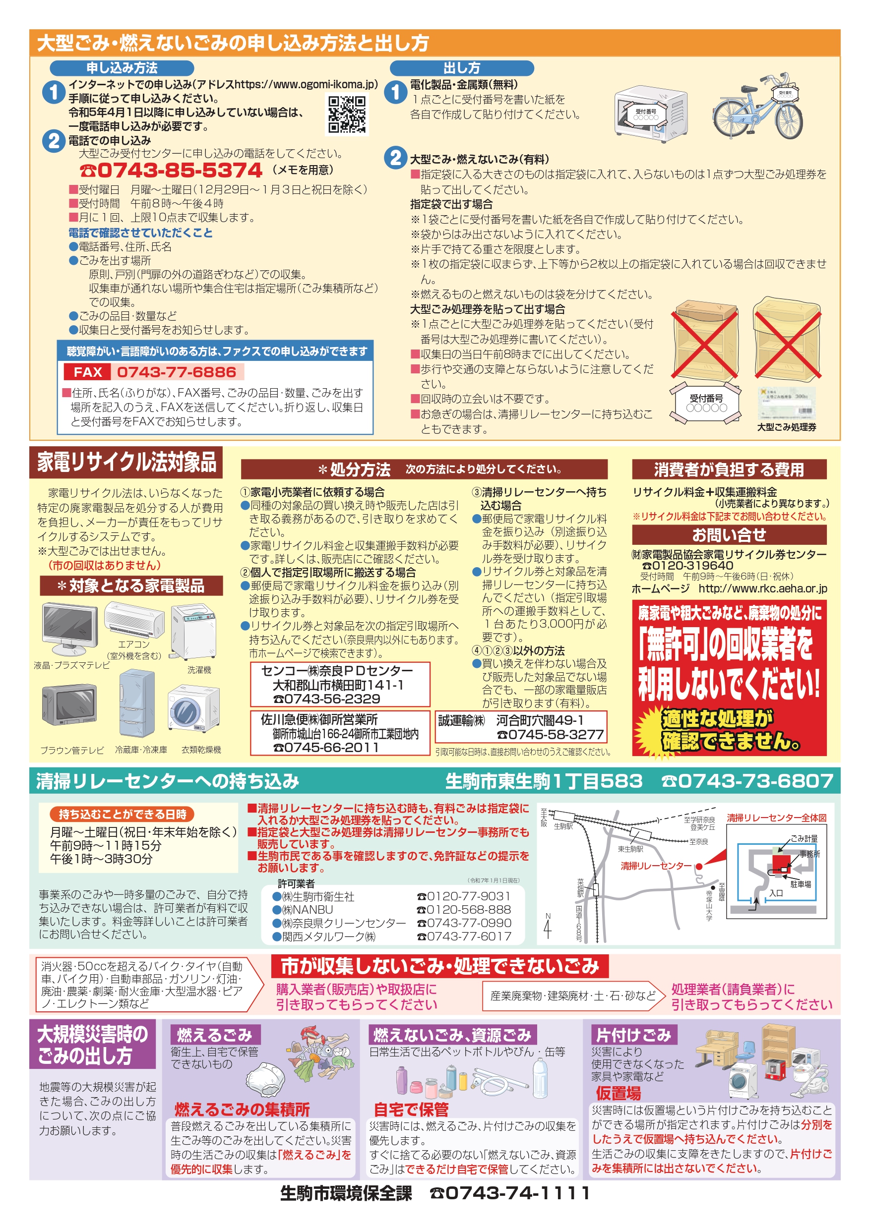 令和7年度ごみ収集日程表(裏)
